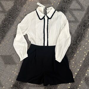 Alice & Olivia Silk Blend Romper with Collar